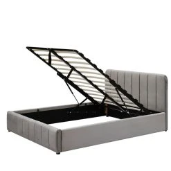 BUT Lit 140x190 Cm Avec Sommiers AVIA En Velours Gris -Talamo Magasin lit 140x190 cm avec sommiers avia en velours gris 14001594 38830722 1140x1140