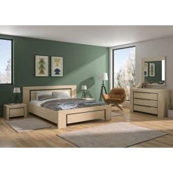 Talamo Magasin -Talamo Magasin lit 140x190 cm brugges imitation chataignier naturel 11873678 31408200 1140x1140