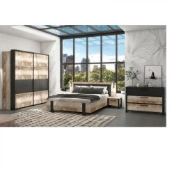 Time Lit 140x190 Cm DISTRICT Imitation Chêne Et Noir -Talamo Magasin lit 140x190 cm district imitation chene et noir 10156074 26130098 1140x1140