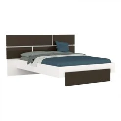 BUT Lit 140x190 Cm PRADO Gris Et Blanc Brillant