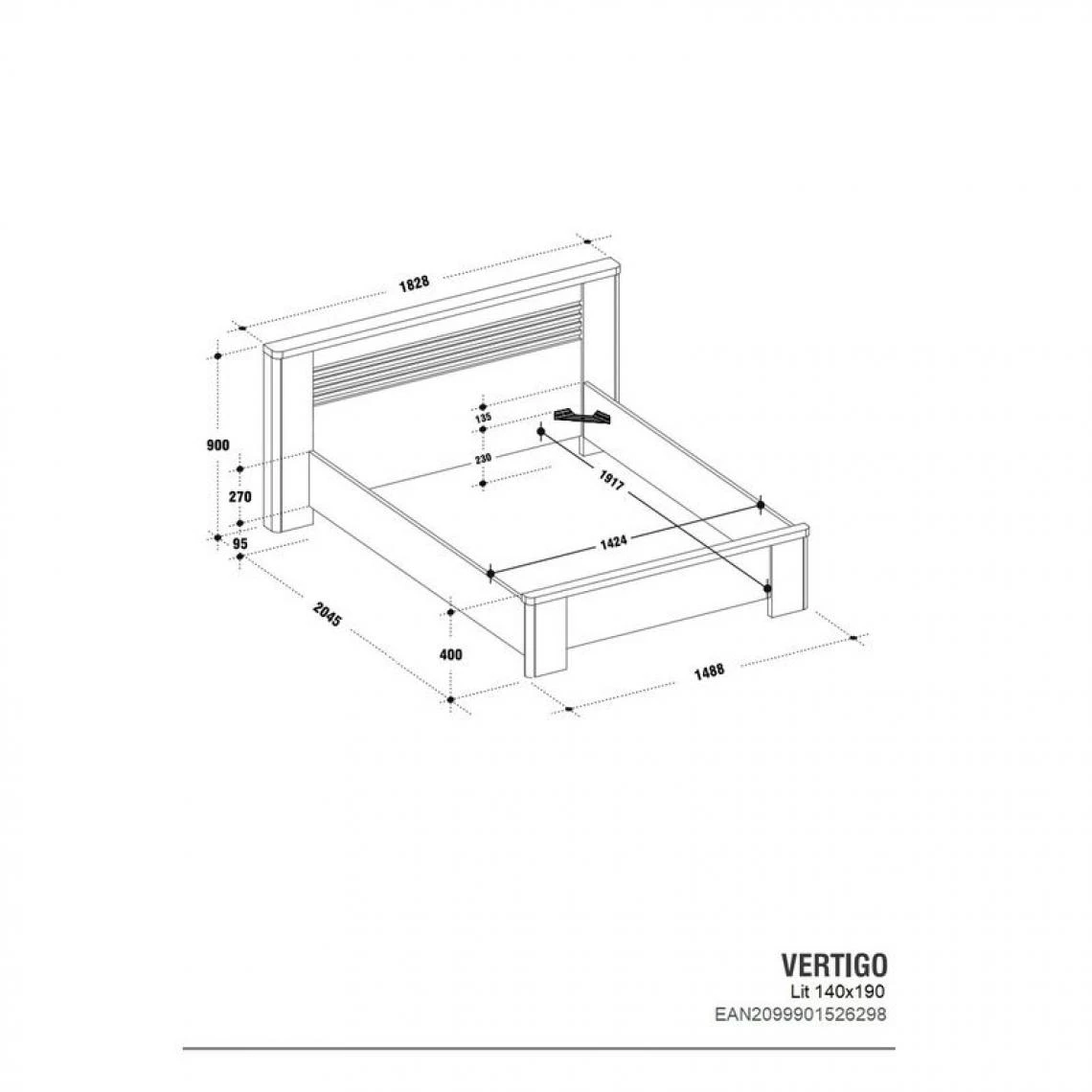Modern Living Lit 140x190 Cm VERTIGO Blanc Et Imitation Chêne Gris 7 Modern Living Lit 140x190 Cm VERTIGO Blanc Et Imitation Chêne Gris – Image 5