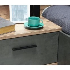 BUT Lit 140x190cm Chevets Intégrés RICCIANO Imitation Chêne Béton Gris -Talamo Magasin lit 140x190cm chevets integres ricciano imitation chene beton gris 9836428 25407354 1140x1140