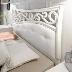 Dansmamaison Lit 160x200 Bois Blanc - ESMERALDA - L 183 X L 211 X H 116 Cm -Talamo Magasin lit 160x200 bois blanc esmeralda l 183 x l 211 x h 116 cm 10346188 26744662 1140x1140