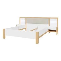 Linea Natura Lit 160x200 Cm Chevets Et LED Intégrés OMBRONE Blanc Et Imitation Ch... -Talamo Magasin lit 160x200 cm chevets et led integres ombrone blanc et imitation chene 13081308 35532136 1140x1140