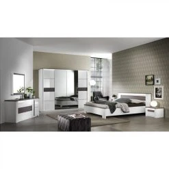 Modern Living Lit 160x200 Cm VERTIGO Blanc Et Imitation Chêne Gris -Talamo Magasin lit 160x200 cm vertigo blanc et imitation chene gris 9836370 25407110 1140x1140