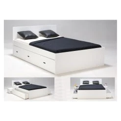 Le Quai Des Affaires Lit Double ZENIA 140x190 + 2 Chevets + 2 Tiroirs / Blanc -Talamo Magasin lit 178097 1