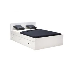 Le Quai Des Affaires Lit Double ZENIA 140x190 + 2 Chevets + 2 Tiroirs / Blanc -Talamo Magasin lit 178098