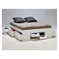 Le Quai Des Affaires Lit Double JAZZ 140x190 7 Tiroirs + 2 Chevets / Blanc 13 Le Quai Des Affaires Lit Double JAZZ 140x190 7 Tiroirs + 2 Chevets / Blanc -Talamo Magasin lit 187382