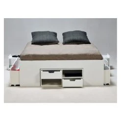 Le Quai Des Affaires Lit Double JAZZ 140x190 7 Tiroirs + 2 Chevets / Blanc 12 Le Quai Des Affaires Lit Double JAZZ 140x190 7 Tiroirs + 2 Chevets / Blanc -Talamo Magasin lit 187386