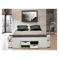 Le Quai Des Affaires Lit Double JAZZ 140x190 7 Tiroirs + 2 Chevets / Blanc 11 Le Quai Des Affaires Lit Double JAZZ 140x190 7 Tiroirs + 2 Chevets / Blanc -Talamo Magasin lit 189449 2