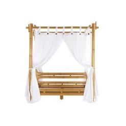 Vente-unique Lit à Baldaquin Avec Voilage 160 X 200 Cm - Bambou - Naturel - MALIND... -Talamo Magasin lit 200085