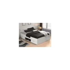 BUT Lit 140x190 Cm Avec Rangments MICHIGAN Blanc