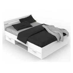 BUT Lit 140x190 Cm Avec Rangments MICHIGAN Blanc -Talamo Magasin lit 238411