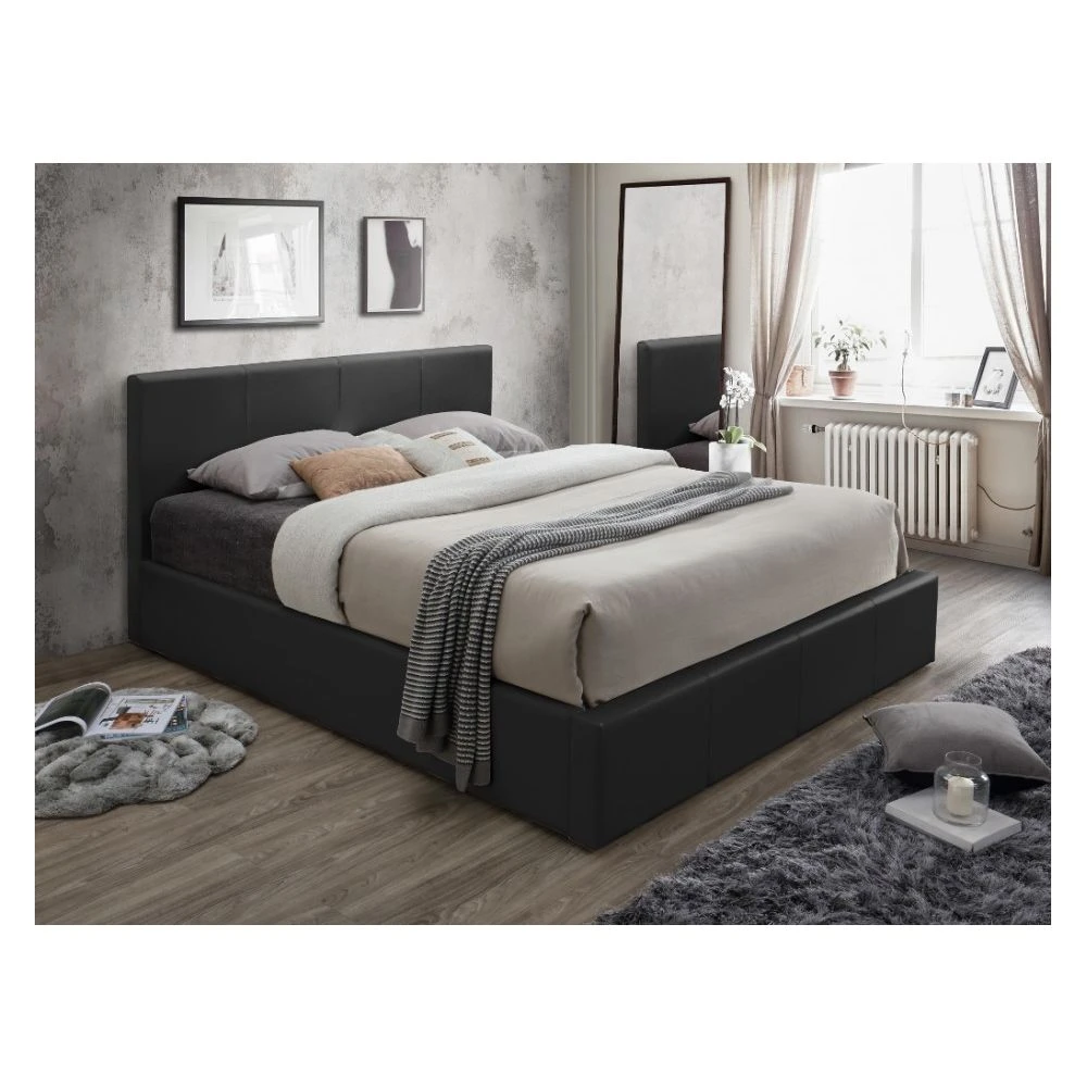 Vente-unique Lit Coffre TREMPLIN II - Simili Noir - 160*200 Cm 4 Vente-unique Lit Coffre TREMPLIN II - Simili Noir - 160*200 Cm – Image 2