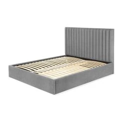 Vente-unique Lit Coffre Avec Tête De Lit Coutures Verticales SARAH - 160x200cm - T... -Talamo Magasin lit 383569