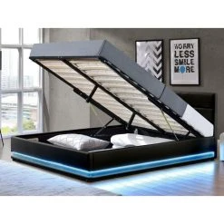 Habitat Et Jardin Lit Coffre LED Anastasia - 180 X 200 Cm - Noir -Talamo Magasin lit 94022 vue1