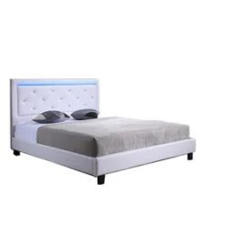 Baita Lit à LED FILIP Simili Blanc Et Strass 140x190cm -Talamo Magasin lit a led filip simili blanc et strass 140x190cm 11361434 29683580 1140x1140