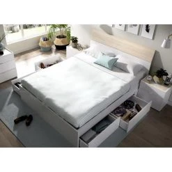 Pegane Lit Adulte 140 X 190 Cm Coloris Blanc Brillant - Longueur 151 X Profon... -Talamo Magasin lit adulte 140 x 190 cm coloris blanc brillant longueur 151 x profondeur 197 x hauteur 37 cm 11709336 30860264 1140x1140