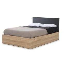 Pegane Lit Adulte Avec Coffre En Mélamine Et Métal Coloris Chêne / Noir - ... -Talamo Magasin lit adulte avec coffre en melamine et metal coloris chene noir longueur 198 x profondeur 1482 x hauteur 955 cm 14066996 39062300 1140x1140