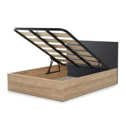 Pegane Lit Adulte Avec Coffre En Mélamine Et Métal Coloris Chêne / Noir - ... -Talamo Magasin lit adulte avec coffre en melamine et metal coloris chene noir longueur 198 x profondeur 1482 x hauteur 955 cm 14066996 39062302 1140x1140