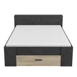 Pegane Lit Adulte Coloris Chêne Kronberg / Sidewalk - Longueur 150 X Profond...