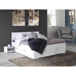 CSTORE Lit Adulte Contemporain 160x200 Cm - 4 Tiroirs - 2 Chevets Avec Niche... -Talamo Magasin lit adulte contemporain 160x200 cm 4 tiroirs 2 chevets avec niche decor blanc mat udine 10969416 28661252 1140x1140