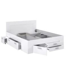CSTORE Lit Adulte Contemporain 160x200 Cm - 4 Tiroirs - 2 Chevets Avec Niche... -Talamo Magasin lit adulte contemporain 160x200 cm 4 tiroirs 2 chevets avec niche decor blanc mat udine 10969416 28661254 1140x1140