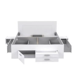 CSTORE Lit Adulte Contemporain 160x200 Cm - 4 Tiroirs - 2 Chevets Avec Niche... -Talamo Magasin lit adulte contemporain 160x200 cm 4 tiroirs 2 chevets avec niche decor blanc mat udine 10969416 28661256 1140x1140