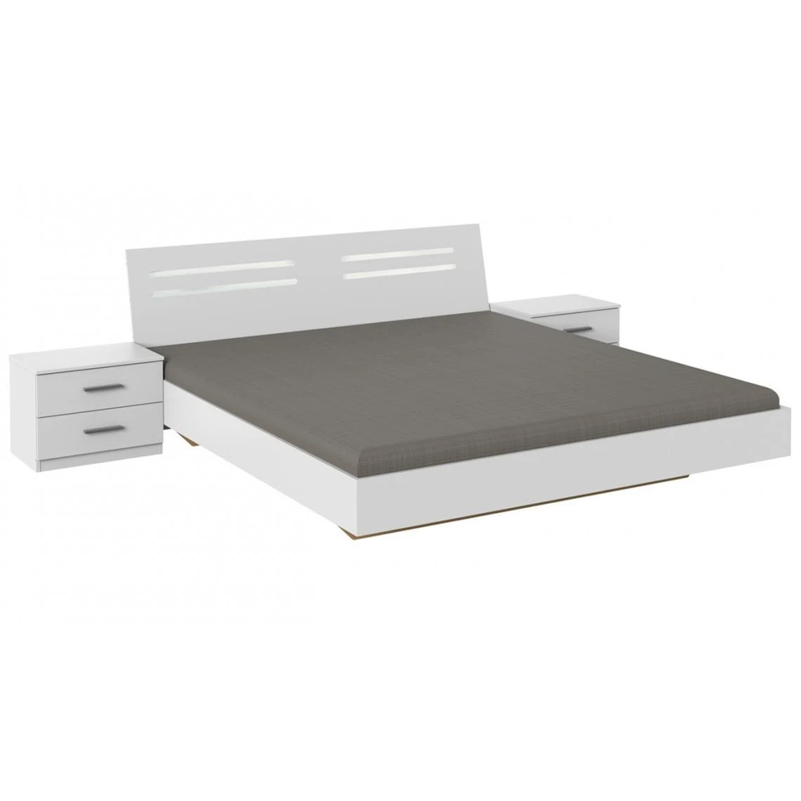 Pegane Lit Adulte Double 180 X 200 + 2 Chevets Coloris Blanc - Longueur 189 X... 3 Pegane Lit Adulte Double 180 X 200 + 2 Chevets Coloris Blanc - Longueur 189 X...