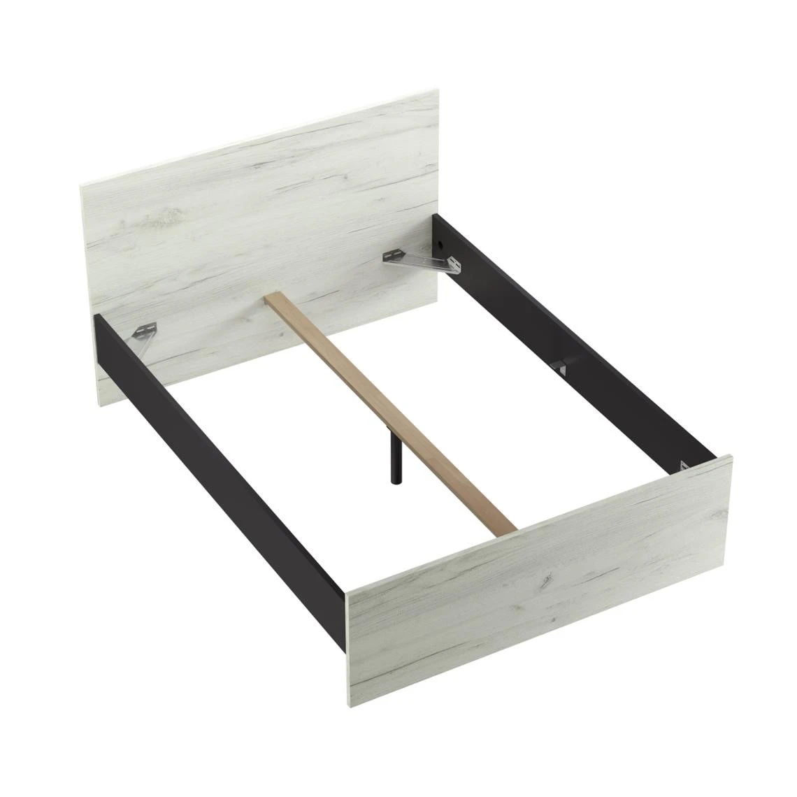 Pegane Lit Adulte En Mélamine Coloris Blanc / Noir - Longueur 196 X Largeur ... 3 Pegane Lit Adulte En Mélamine Coloris Blanc / Noir - Longueur 196 X Largeur ...