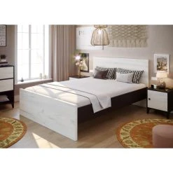 Pegane Lit Adulte En Mélamine Coloris Blanc / Noir - Longueur 196 X Largeur ... 9 Pegane Lit Adulte En Mélamine Coloris Blanc / Noir - Longueur 196 X Largeur ... -Talamo Magasin lit adulte en melamine coloris blanc noir longueur 196 x largeur 146 x hauteur 95 cm 13142694 35725358 1140x1140