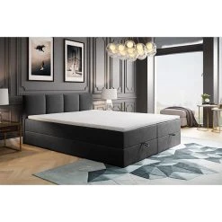 TRADA Lit Adulte Rembourré ROYAL Avec Rangement Et Matelas Ressorts Intégr... -Talamo Magasin lit adulte rembourre royal avec rangement et matelas ressorts integre dans le cadre du lit en 180200 gris fonce 14092424 39200492 1140x1140