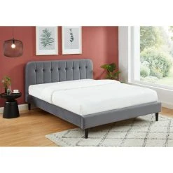 Baita Lit ANDRE Velours Gris Anthracite 160x200cm