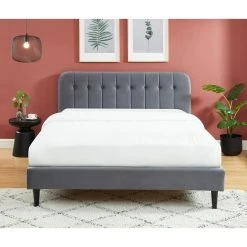 Baita Lit ANDRE Velours Gris Anthracite 160x200cm -Talamo Magasin lit andre velours gris anthracite 160x200cm 10969396 28661164 1140x1140