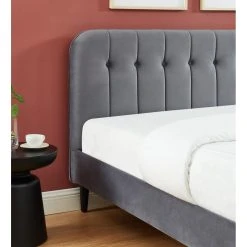 Baita Lit ANDRE Velours Gris Anthracite 160x200cm -Talamo Magasin lit andre velours gris anthracite 160x200cm 10969396 28661166 1140x1140