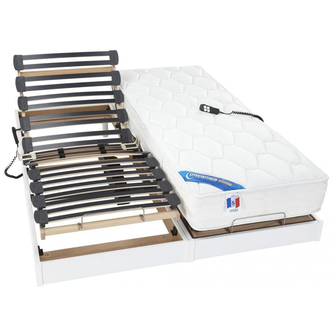 Vente-unique Lit électrique Relaxation Matelas Ressorts Ensachés Et Mémoire Form... 3 Vente-unique Lit électrique Relaxation Matelas Ressorts Ensachés Et Mémoire Form...