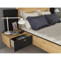 Vente-unique Lit Avec Chevets 140 X 190 Cm - 2 Tiroirs - Avec LEDs - Coloris : Natu... -Talamo Magasin lit avec chevets 140 x 190 cm 2 tiroirs avec leds coloris naturel et noir sulof 13874550 38440126 1140x1140