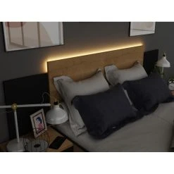 Vente-unique Lit Avec Chevets 140 X 190 Cm - 2 Tiroirs - Avec LEDs - Coloris : Natu... -Talamo Magasin lit avec chevets 140 x 190 cm 2 tiroirs avec leds coloris naturel et noir sulof 13874550 38440128 1140x1140