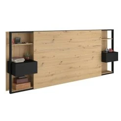 Vente-unique Lit Avec Chevets Et Rangements 160 X 200 Cm - Coloris : Naturel Et Noi... -Talamo Magasin lit avec chevets et rangements 160 x 200 cm coloris naturel et noir mista 13874508 38439950 1140x1140