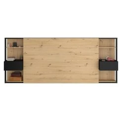 Vente-unique Lit Avec Chevets Et Rangements 160 X 200 Cm - Coloris : Naturel Et Noi... -Talamo Magasin lit avec chevets et rangements 160 x 200 cm coloris naturel et noir mista 13874508 38439952 1140x1140