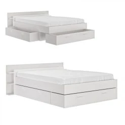 BUT Lit 160x200 Cm Avec Rangement Avec Rangements TONIGHT Blanc