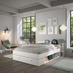 BUT Lit Avec Rangements 140x190 Cm TONIGHT Blanc -Talamo Magasin lit avec rangements 140x190 cm tonight blanc 9163663 23922541 1140x1140