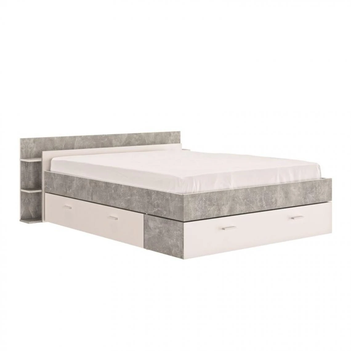 BUT Lit 140x190 Cm Avec Rangements TONIGHT Blanc Et Béton 7 BUT Lit 140x190 Cm Avec Rangements TONIGHT Blanc Et Béton – Image 5