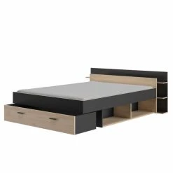 BUT Lit 140x190 Cm Avec Rangements TONIGHT Imitation Chêne Et Noir -Talamo Magasin lit avec rangements 140x190 cm tonight style industriel imitation chene et noir 9163619 23922357 1140x1140