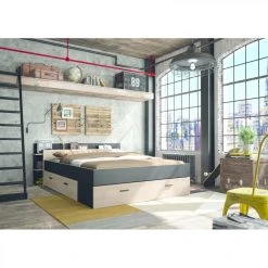BUT Lit Avec Rangements 160x200 Cm TONIGHT Imitation Chêne Et Noir 8 BUT Lit Avec Rangements 160x200 Cm TONIGHT Imitation Chêne Et Noir -Talamo Magasin lit avec rangements 160x200 cm tonight style industriel imitation chene et noir 9163673 23922587 1140x1140
