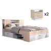 Vente-unique Lit Avec Tête De Lit Rangements Et Tiroirs - 160 X 200 Cm - Coloris :... -Talamo Magasin lit avec tete de lit rangements et tiroirs 160 x 200 cm coloris naturel et blanc chevets leandre 14057354 39026540 1140x1140