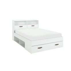 BUT Lit 140x190 Cm SABIA à Multiples Rangements Blanc