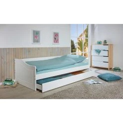 Pegane Lit Banquette Gigogne En Pin Massif Blanc - Longueur 208 X Profondeur ... -Talamo Magasin lit banquette gigogne en pin massif blanc longueur 208 x profondeur 97 x hauteur 62 cm 11746508 30983628 1140x1140