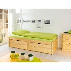 Pegane Lit Banquette Pour Enfant En Pin Massif Vernis Naturel - Dim : 90 X 20...