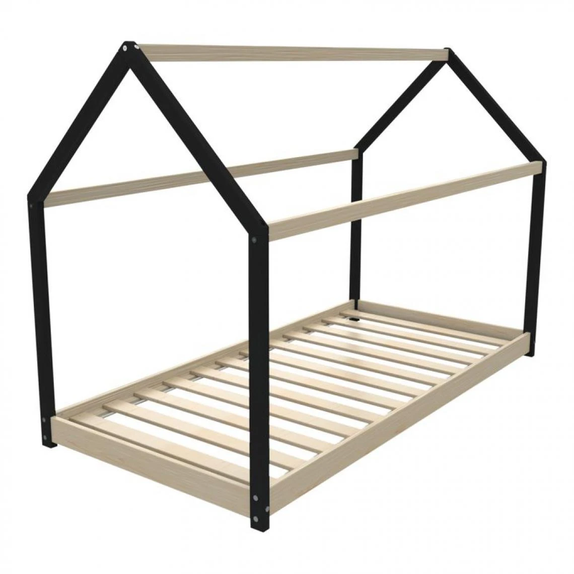 BUT Lit Cabane 90x190 Cm PANDA Avec Sommier Imitation Chêne Et Noir 5 BUT Lit Cabane 90x190 Cm PANDA Avec Sommier Imitation Chêne Et Noir – Image 3